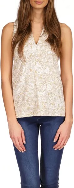Топ Michael Kors Paisley Ruffle Popover Tank, хаки