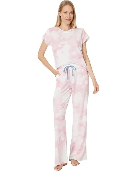 Пижама P.J. Salvage Star Gazer Tie Dye PJ Set, цвет Pink Cloud