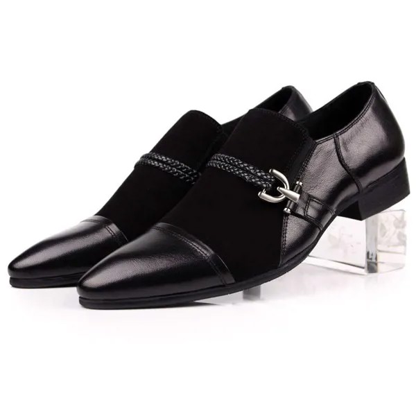 Мокасины мужские с острым носком, свадебная обувь, классические туфли из натуральной кожи, с пряжкой, черные, европейские размеры до 45