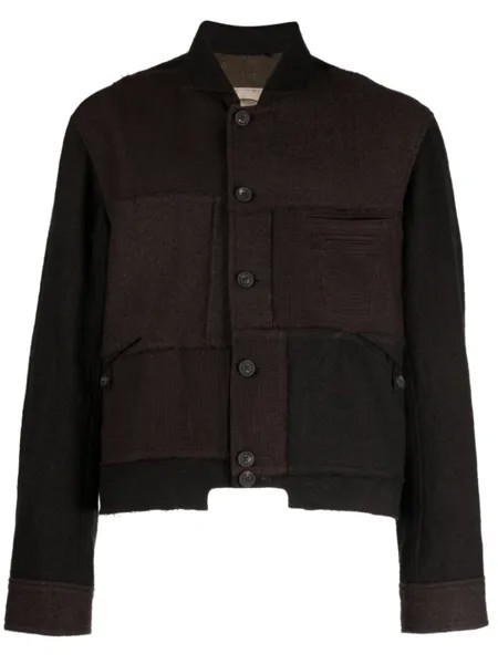 Ziggy Chen patchwork single-breasted shirt jacket, коричневый