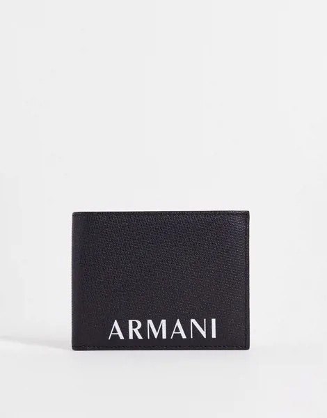 Черный бумажник тройного сложения с текстовым логотипом Armani Exchange-Черный цвет
