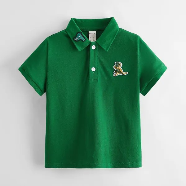 Рубашка-поло с вышивкой динозавров для мальчиков