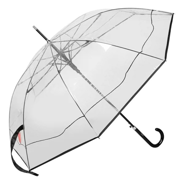 Зонт-трость женский полуавтоматический FERRE MILANO 690-La Transparent Heart, прозрачный