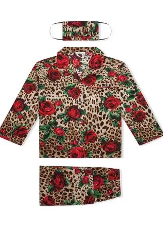 Dolce & Gabbana Kids пижама с леопардовым логотипом