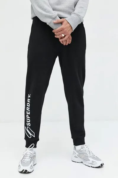 Спортивные брюки из хлопка Superdry, черный