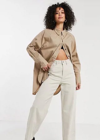 Бежевая удлиненная oversized-рубашка с ассиметричным краем Only Tall-Коричневый