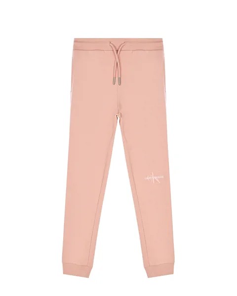 Розовые спортивные брюки с вышитым логотипом Calvin Klein детские