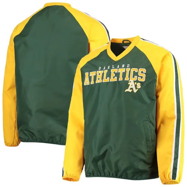 Мужская спортивная куртка Carl Banks зелено-золотого цвета Oakland Athletics Kickoff пуловер с v-образным вырезом и регланами G-III