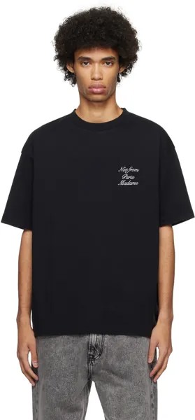 Черная футболка с надписью Le T-Shirt Cursive Drole De Monsieur