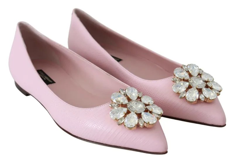 DOLCE - GABBANA Туфли Bellucci Розовые кожаные туфли на плоской подошве со стразами EU35 / US4,5 Рекомендуемая розничная цена 800 долларов США