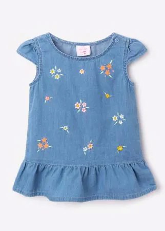 Джинсовое платье с цветами для малышки Gloria Jeans
