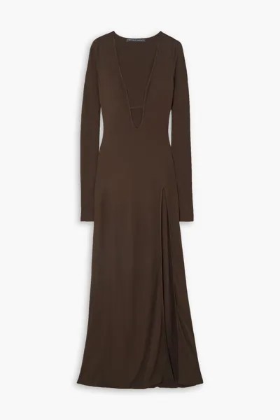 Платье макси из джерси с вырезами Zeynep Arcay, темно коричневый