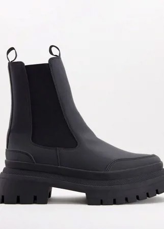 Черные ботинки челси из искусственной кожи на массивной подошве ASOS DESIGN-Черный цвет