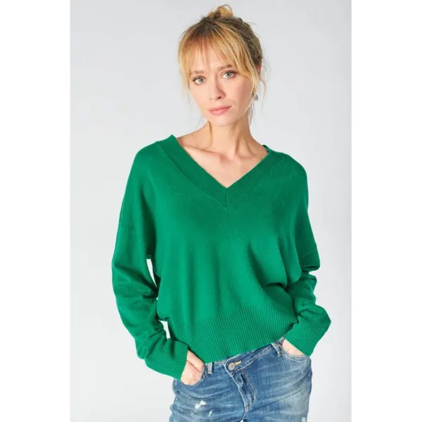 Свитер Le Temps Des Cerises 58325 Martie V Neck, зеленый
