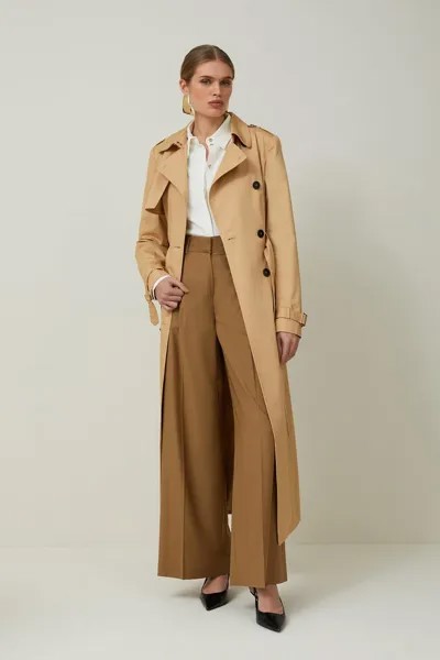 Классический тренч с поясом Petite Tailored Karen Millen, бежевый