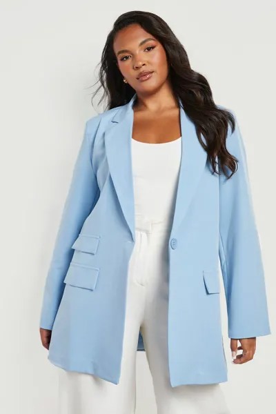Оверсайзный пиджак с двумя карманами plus Boohoo, синий