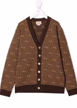 Gucci Kids кардиган вязки интарсия с логотипом GG
