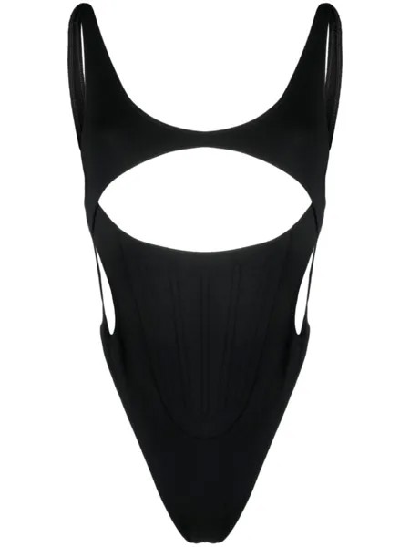 Mugler боди с U-образным вырезом, черный