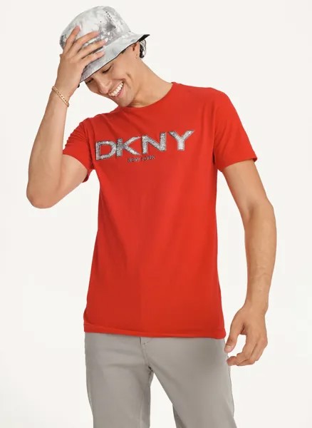 Футболка с металлизированным логотипом Puff DKNY