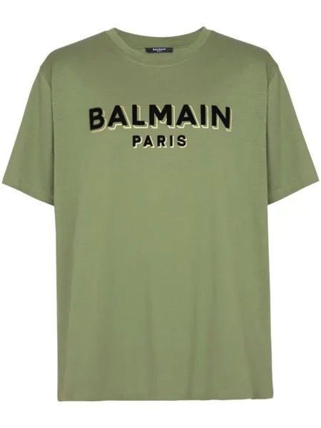 Balmain футболка с логотипом, зеленый