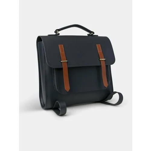 Рюкзак  The Messenger Backpack CAMSATCHmessenger-leather-backpack-navy-tan, коричневый, синий
