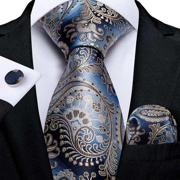 Paisley Галстук Набор Шелк Жаккард Тканый Галстук Hnaky Запонки для Мужского Бизнеса Accesorries Dibangu