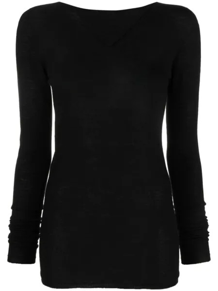 Rick Owens топ из вирджинской шерсти с длинными рукавами, черный