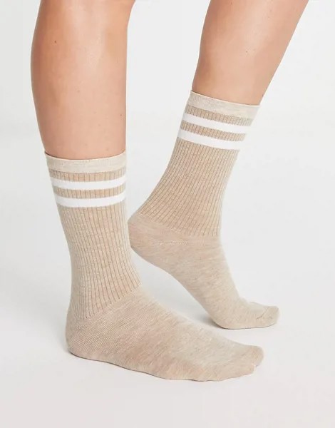 Бежевые спортивные носки с полосками Ego-Светло-бежевый цвет