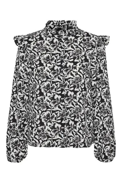 Женская рубашка с длинным рукавом с принтом больших размеров Vero Moda Curve, черный