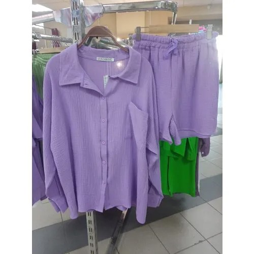 Костюм , рубашка и шорты, размер S , M, белый, фиолетовый