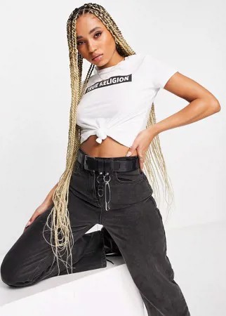 Белая футболка узкого кроя с круглым вырезом и эффектом омбре True Religion-Белый
