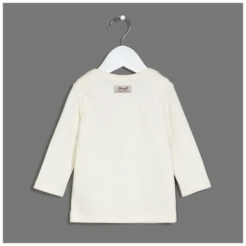 Блуза ЁМАЁ,  для девочек, хлопок, без застежки, длинный рукав, размер 74 (48), белый, экрю