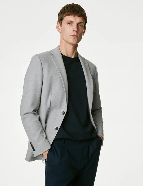Фактурная куртка из эластичного джерси Marks & Spencer, светло-серый