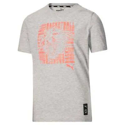 Puma Баскетбольная футболка с короткими рукавами и круглым вырезом по периметру, молодежный размер для мальчиков