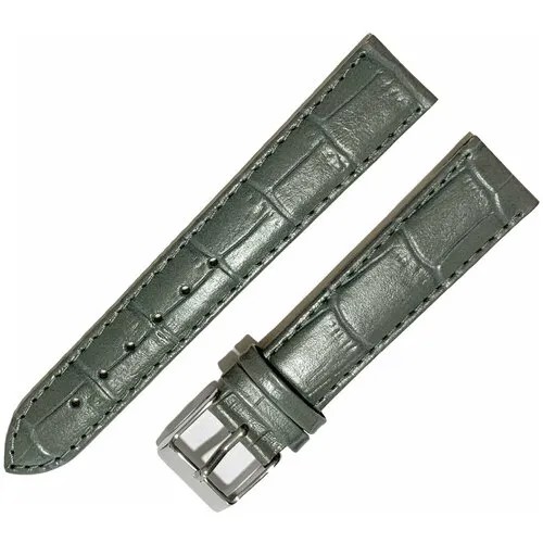 Ремешок 1805-01-1-4 П Kroko Серый кожаный ремень 18 мм для часов наручных из кожи натуральной мужской женский матовый крокодил