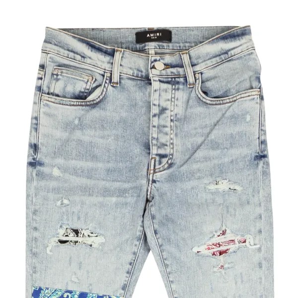 Синие джинсы скинни Pajama Art Patch Amiri, синий