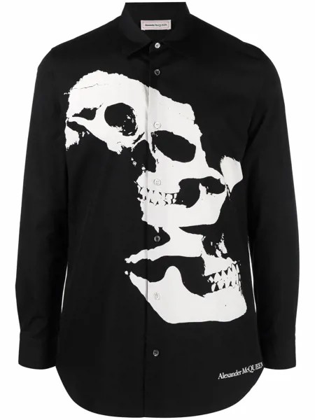 Alexander McQueen рубашка с длинными рукавами и графичным принтом