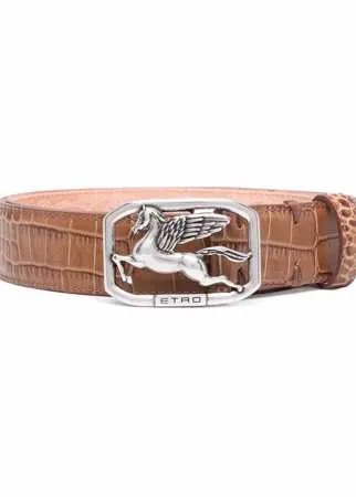 ETRO ремень с тиснением под крокодила и логотипом