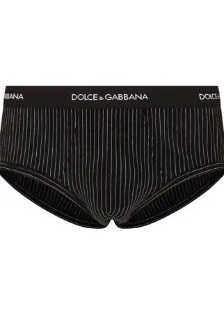 Dolce & Gabbana трусы-брифы в полоску с логотипом на поясе