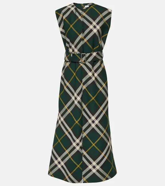 Шерстяное платье миди в клетку Burberry Burberry, зеленый