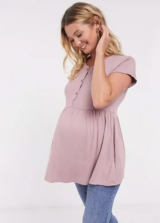 Лавандовый свободный топ для кормления с короткими рукавами ASOS DESIGN Maternity-Фиолетовый цвет