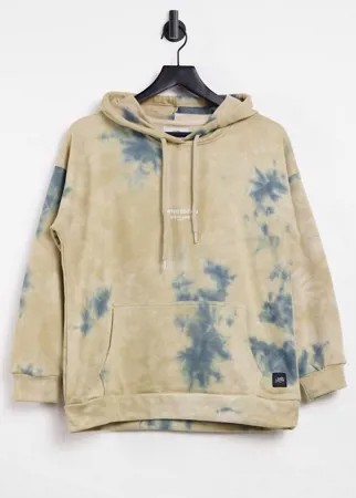 Худи в стиле oversized в выбеленной расцветке тай-дай от комплекта Sixth June-Бежевый