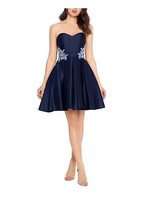 BLONDIE Женское темно-синее платье для выпускного вечера с вырезом в форме сердца и украшением для подростков 5