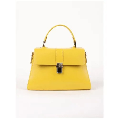 Женская сумка трапеция из натуральной кожи лимонная A023 lemon mini Divalli