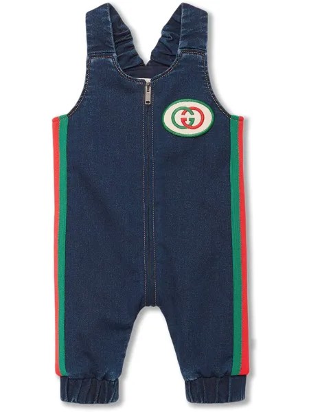 Gucci Kids джинсовый комбинезон с отделкой Web