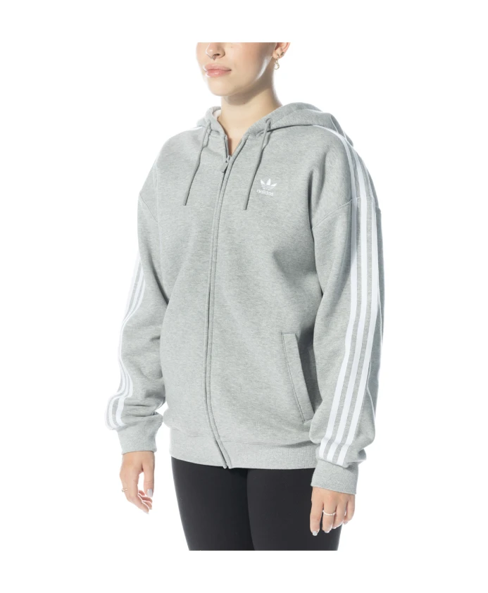 Худи на молнии во всю длину с 3 полосками Adidas, серый