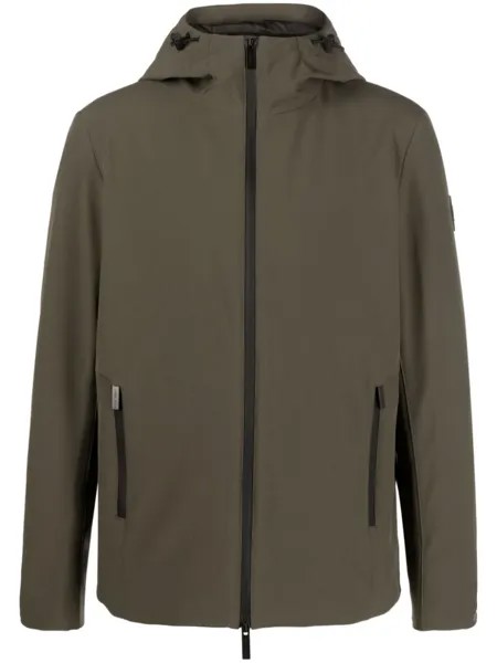 Woolrich куртка на молнии с капюшоном и нашивкой-логотипом, зеленый