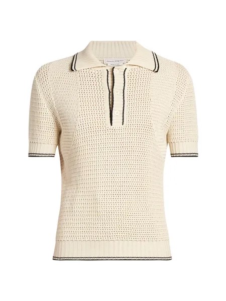 Рубашка поло открытой вязки Alexander McQueen, черный