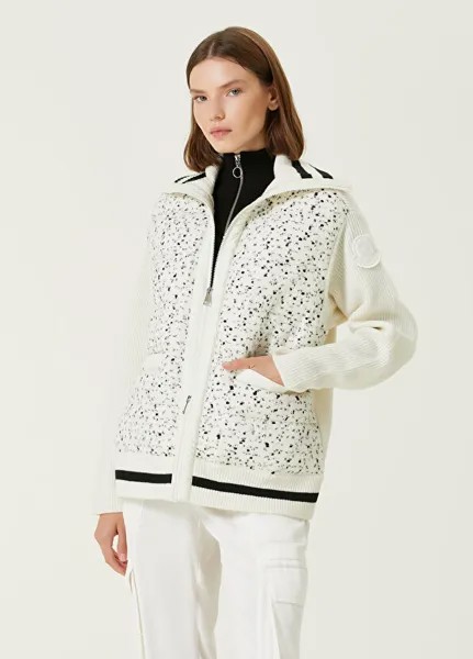 Белый шерстяной твидовый пиджак с воротником-стойкой Moncler