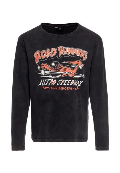 Лонгслив с вымытым кислотным эффектом Road Runners KING KEROSIN, черный